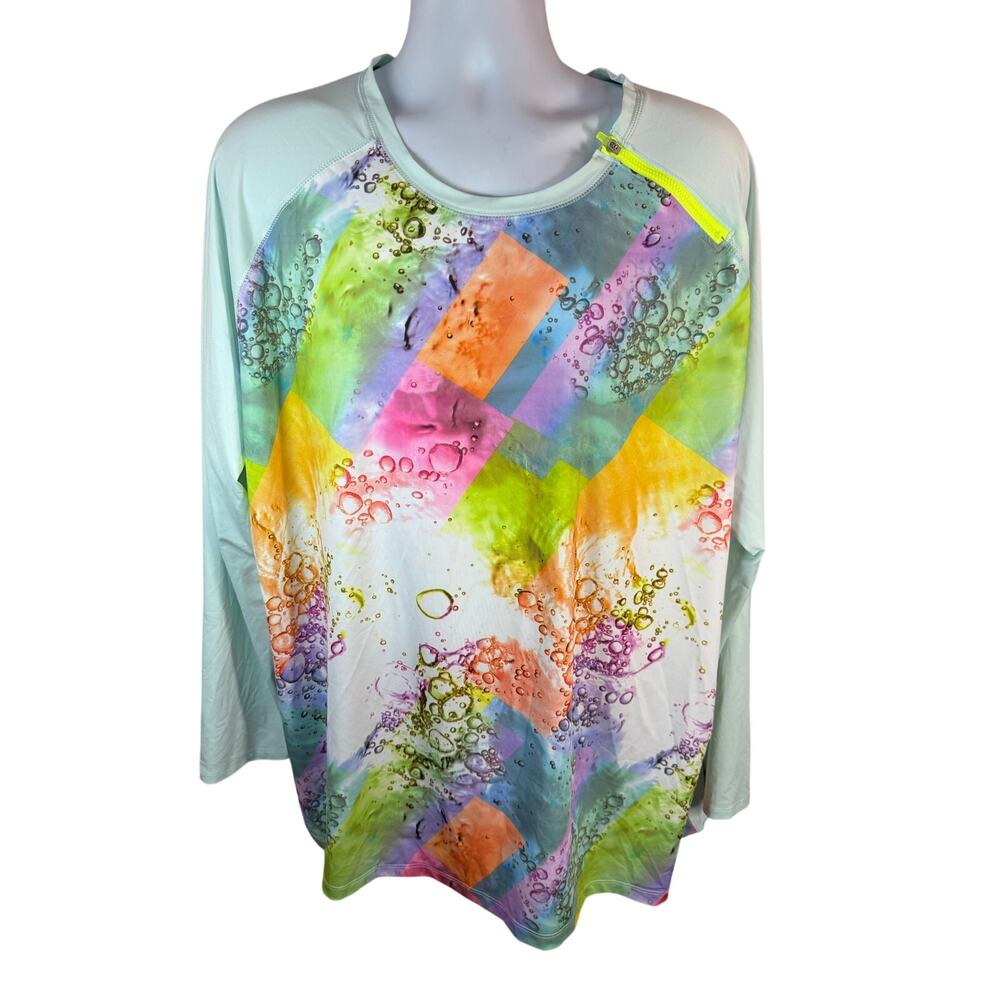 Reel Legends Keep-N-Cool Women's Long Sleeve Shirt White Multicolor 3XL